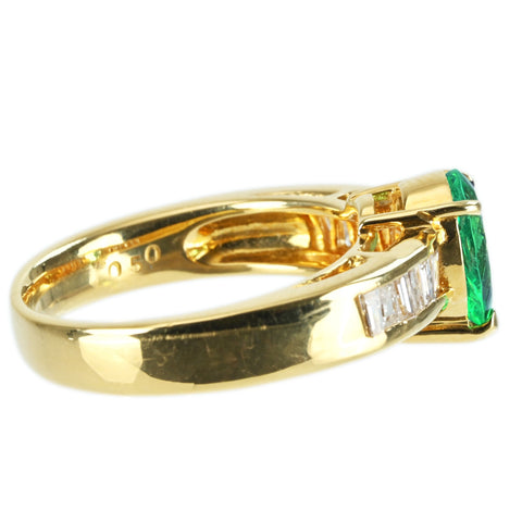 【中古】K18YG EMERALD RING エメラルドリング E1.05ct D0.50ct 7.0g #14