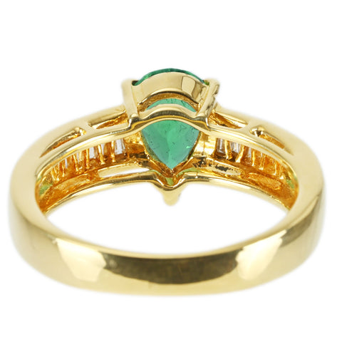 【中古】K18YG EMERALD RING エメラルドリング E1.05ct D0.50ct 7.0g #14