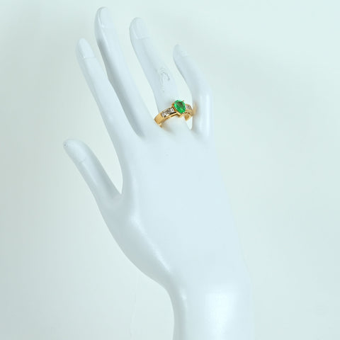 【中古】K18YG EMERALD RING エメラルドリング E1.05ct D0.50ct 7.0g #14