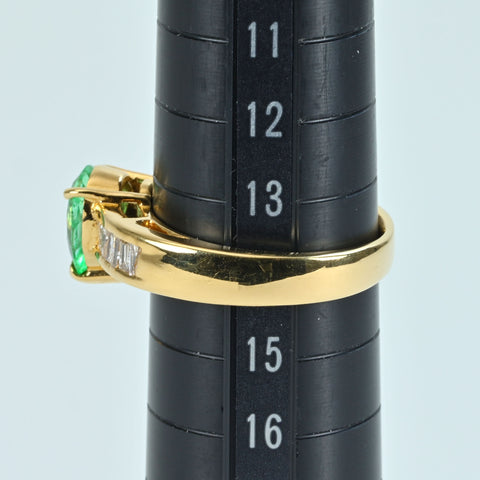 【中古】K18YG EMERALD RING エメラルドリング E1.05ct D0.50ct 7.0g #14