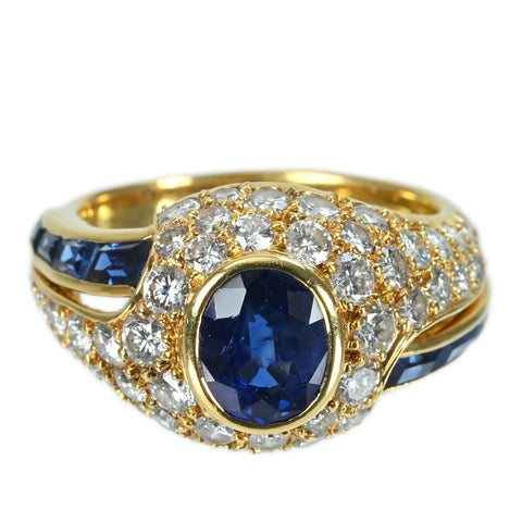 【中古】K18YG SAPPHIRE RING サファイアリング DIA 7.3g #12.5