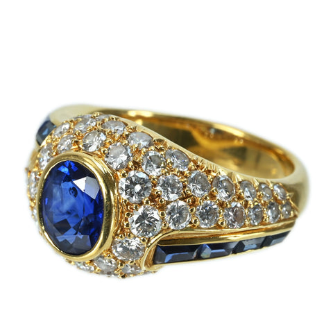【中古】K18YG SAPPHIRE RING サファイアリング DIA 7.3g #12.5