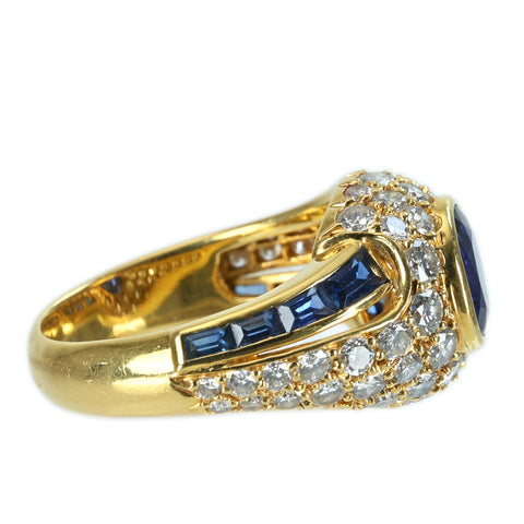 【中古】K18YG SAPPHIRE RING サファイアリング DIA 7.3g #12.5