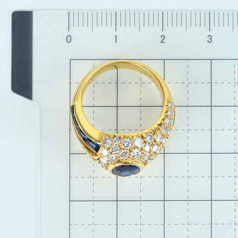 【中古】K18YG SAPPHIRE RING サファイアリング DIA 7.3g #12.5