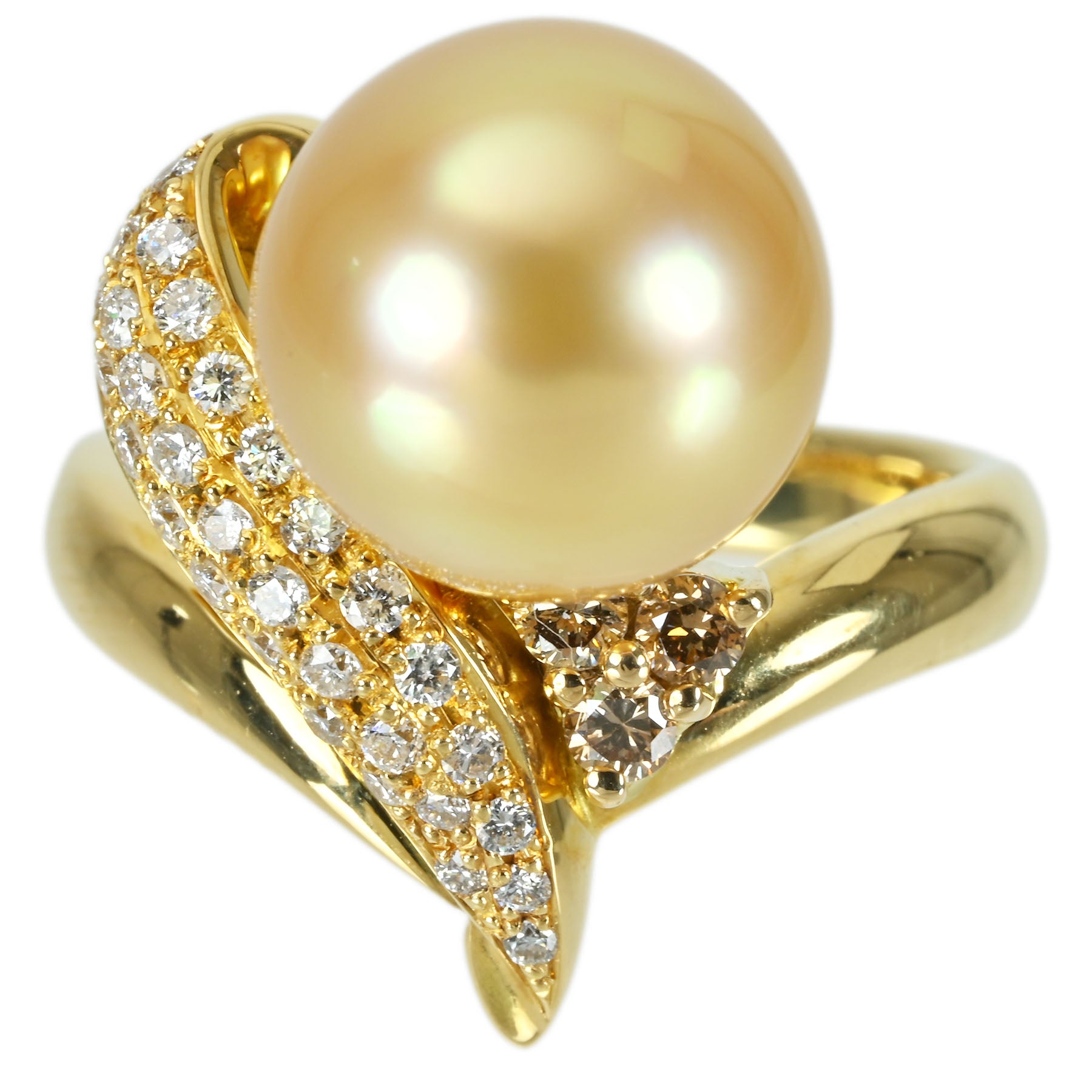 中古】 K18YG GOLDEN PEARL RING ゴールデンパールリング P11.3mm D0