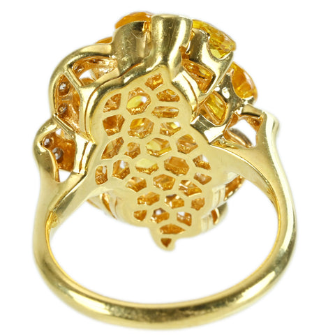 【中古】K18YG SAPPHIRE RING イエローサファイアリング S4.37ct D0.31ct ソーティング 8.8g #12