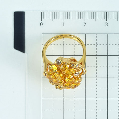 【中古】K18YG SAPPHIRE RING イエローサファイアリング S4.37ct D0.31ct ソーティング 8.8g #12