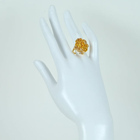 【中古】K18YG SAPPHIRE RING イエローサファイアリング S4.37ct D0.31ct ソーティング 8.8g #12