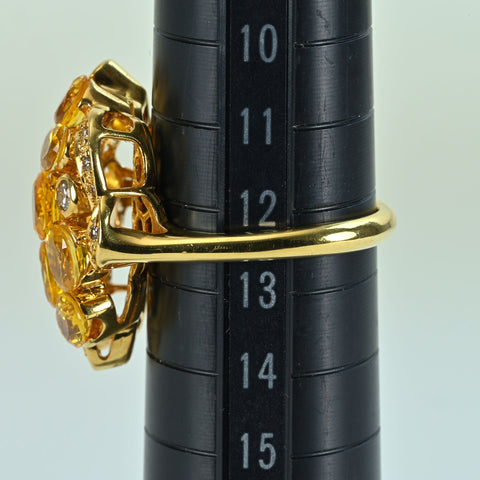 【中古】K18YG SAPPHIRE RING イエローサファイアリング S4.37ct D0.31ct ソーティング 8.8g #12