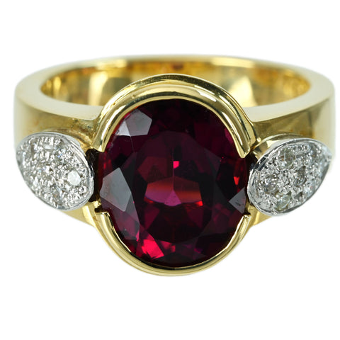 【中古】K18YG/WG GARNET RING ガーネットリング G4.75ct D0.17ct 10.2g #12.5