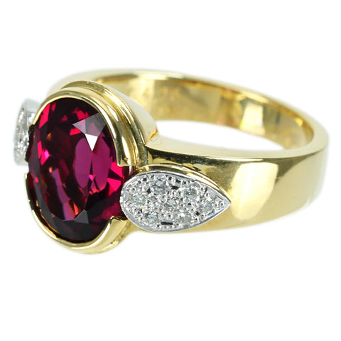 【中古】K18YG/WG GARNET RING ガーネットリング G4.75ct D0.17ct 10.2g #12.5