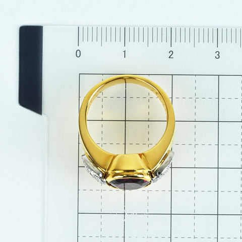 【中古】K18YG/WG GARNET RING ガーネットリング G4.75ct D0.17ct 10.2g #12.5