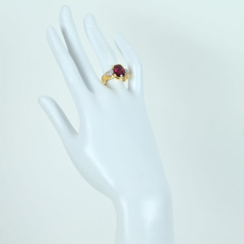 【中古】K18YG/WG GARNET RING ガーネットリング G4.75ct D0.17ct 10.2g #12.5