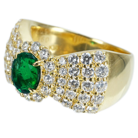 【中古】K18YG EMERALD RING エメラルドリング E0.97ct D1.60ct 10.3g #12