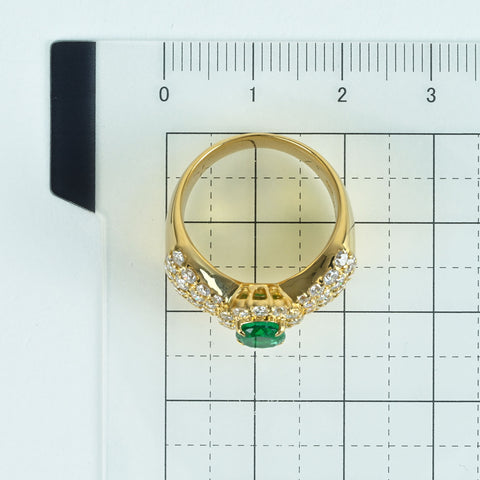【中古】K18YG EMERALD RING エメラルドリング E0.97ct D1.60ct 10.3g #12