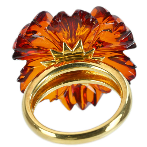 【Used】K18YG AMBER RING D0.10ct 9.8g #13