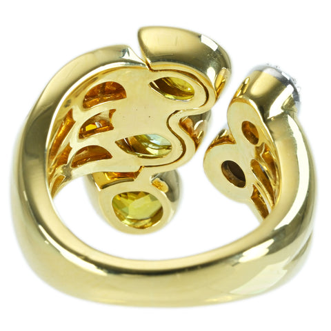 【中古】ジュエルスタジオ 18K/PT900 スフェーン/イエローサファイヤリング 3.41ct 0.98ct D0.32 18.3g #13