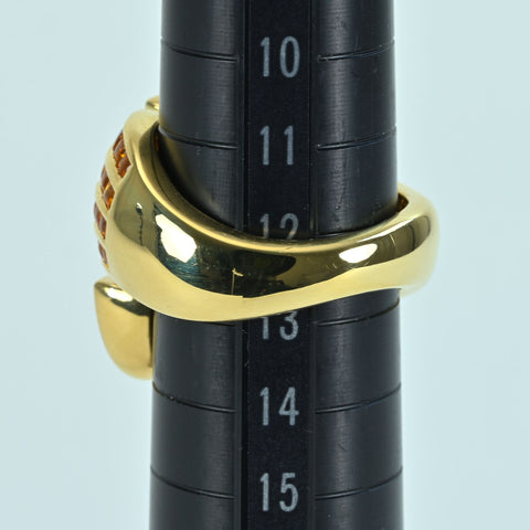 【中古】ジュエルスタジオ 18K/PT900 スフェーン/イエローサファイヤリング 3.41ct 0.98ct D0.32 18.3g #13