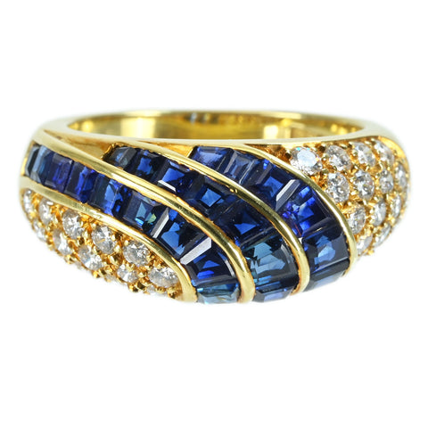 【中古】QUEEN（平和堂貿易） K18YG SAPPHIRE RING サファイア/ダイヤモンドリング 7.0g #12