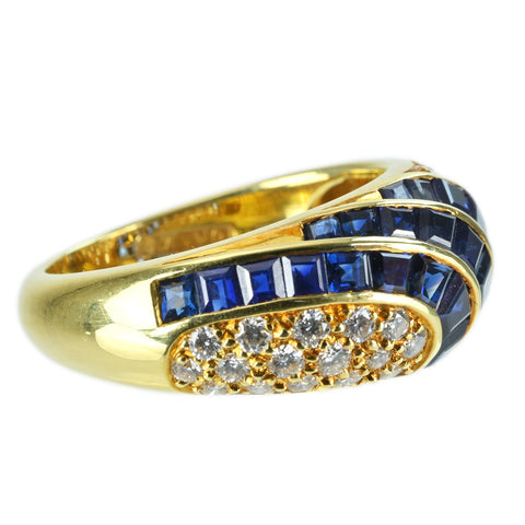 【中古】QUEEN（平和堂貿易） K18YG SAPPHIRE RING サファイア/ダイヤモンドリング 7.0g #12