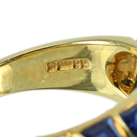 【中古】QUEEN（平和堂貿易） K18YG SAPPHIRE RING サファイア/ダイヤモンドリング 7.0g #12