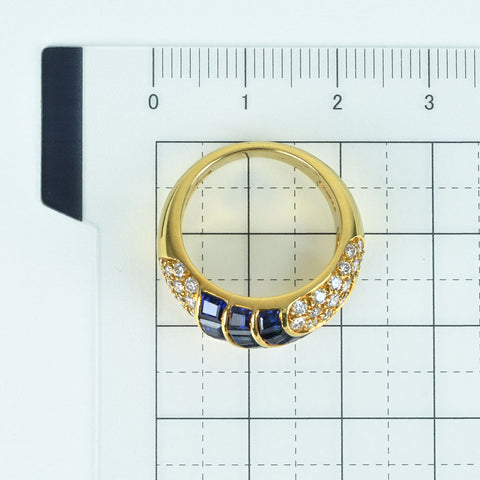 【中古】QUEEN（平和堂貿易） K18YG SAPPHIRE RING サファイア/ダイヤモンドリング 7.0g #12