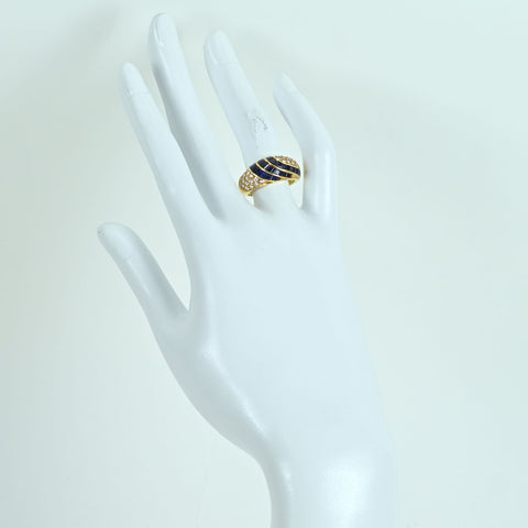 【中古】QUEEN（平和堂貿易） K18YG SAPPHIRE RING サファイア/ダイヤモンドリング 7.0g #12