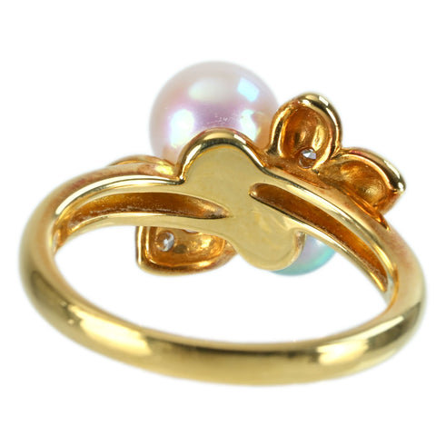 【中古】TASAKI タサキ K18YG AKOYA PEARL RING アコヤパールリング D0.06ct P5.3-6.6mm 5.3g #11 BOX ONE PRICE