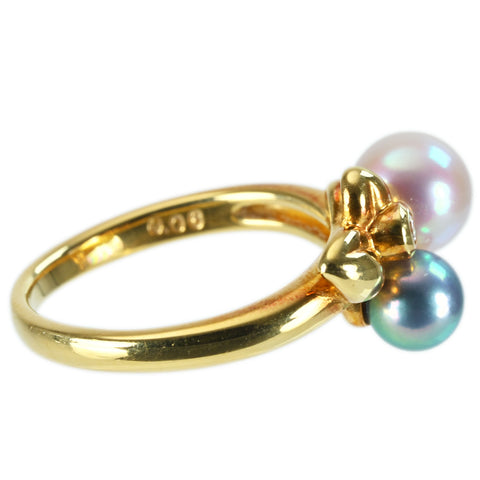【中古】TASAKI タサキ K18YG AKOYA PEARL RING アコヤパールリング D0.06ct P5.3-6.6mm 5.3g #11 BOX ONE PRICE