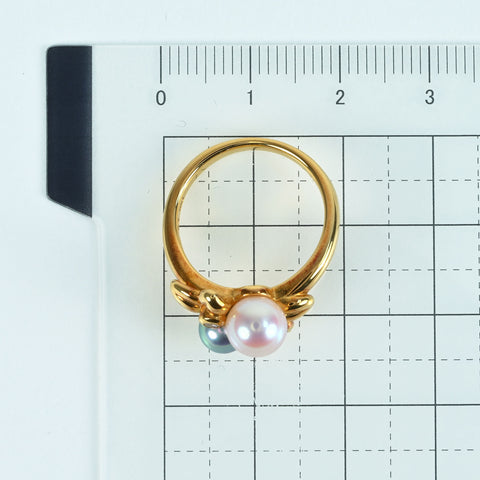 【中古】TASAKI タサキ K18YG AKOYA PEARL RING アコヤパールリング D0.06ct P5.3-6.6mm 5.3g #11 BOX ONE PRICE