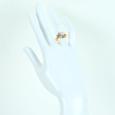 【中古】TASAKI タサキ K18YG AKOYA PEARL RING アコヤパールリング D0.06ct P5.3-6.6mm 5.3g #11 BOX ONE PRICE