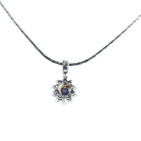【中古】PT850/K18/PT900 SAPPHIRE NECKLACE サファイアペンダントネックレス S0.55ct D0.59ct 9.9g 40cm