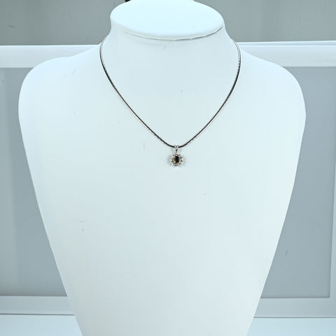 【中古】PT850/K18/PT900 SAPPHIRE NECKLACE サファイアペンダントネックレス S0.55ct D0.59ct 9.9g 40cm