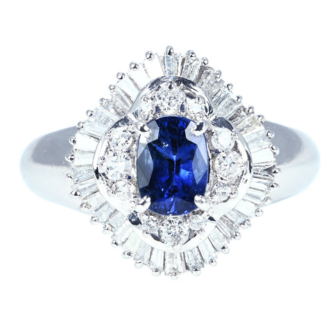 【中古】PT900 SAPPHIRE RING サファイアリング  S1.11ct D0.75ct 8.2g #14