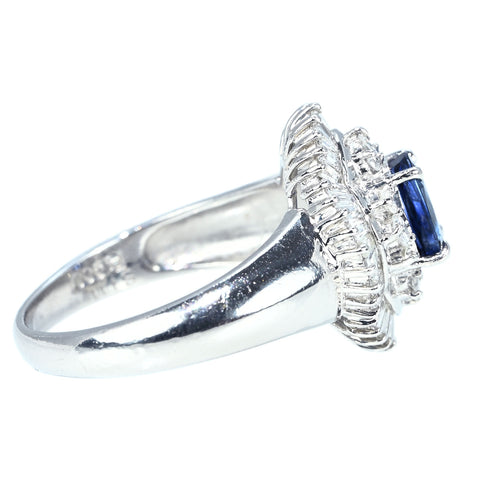 【中古】PT900 SAPPHIRE RING サファイアリング  S1.11ct D0.75ct 8.2g #14