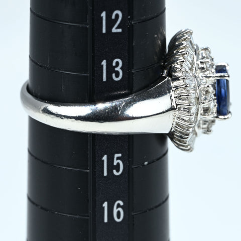 【中古】PT900 SAPPHIRE RING サファイアリング  S1.11ct D0.75ct 8.2g #14