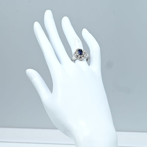 【中古】PT900 SAPPHIRE RING サファイアリング  S1.11ct D0.75ct 8.2g #14