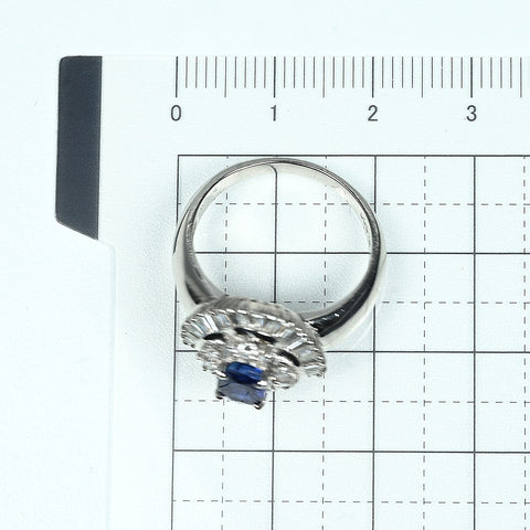 【中古】PT900 SAPPHIRE RING サファイアリング  S1.11ct D0.75ct 8.2g #14