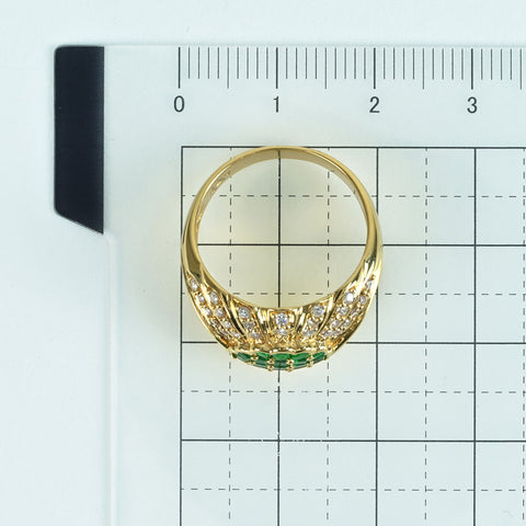 【中古】 K18YG EMERALD RING エメラルドリング E1.13ct D0.27ct 5.5g #13.5