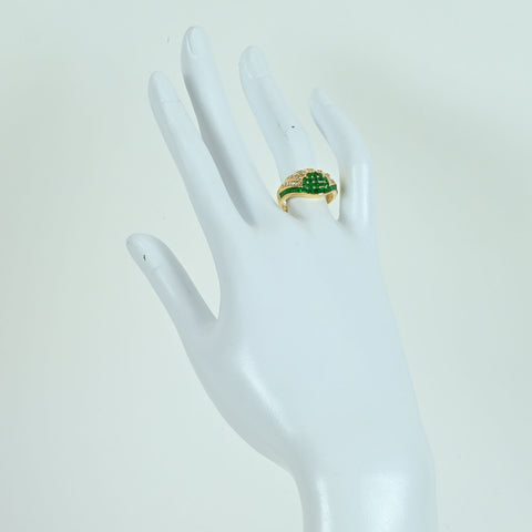 【中古】 K18YG EMERALD RING エメラルドリング E1.13ct D0.27ct 5.5g #13.5