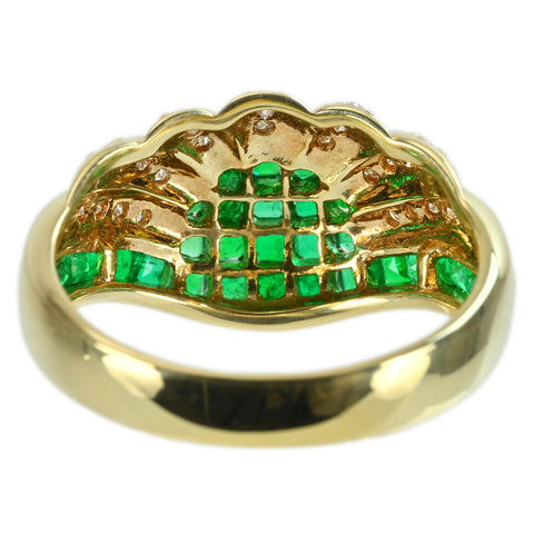 【中古】 K18YG EMERALD RING エメラルドリング E1.13ct D0.27ct 5.5g #13.5