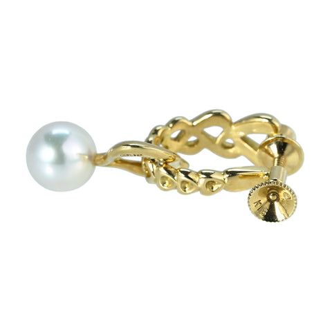 【中古】MIKIMOTOミキモト K18YG 2WAY AKOYA PEARL EARRINGS アコヤパールチャーム イヤリング 7.5mm 8.3g ONE PRICE