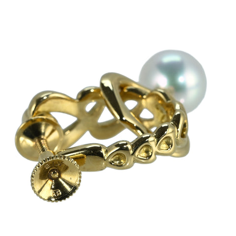 【中古】MIKIMOTOミキモト K18YG 2WAY AKOYA PEARL EARRINGS アコヤパールチャーム イヤリング 7.5mm 8.3g ONE PRICE