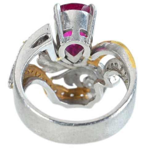 【中古】石川暢子 K18/PT900 TOURMALINE RING レッドトルマリンリング T2.73ct D0.56ct 14.5g #13