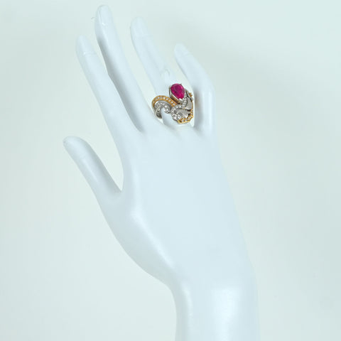 【中古】石川暢子 K18/PT900 TOURMALINE RING レッドトルマリンリング T2.73ct D0.56ct 14.5g #13