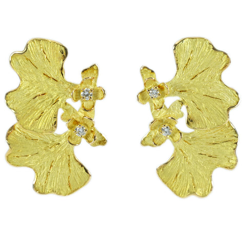 【中古】 AKコレクション池田啓子 K18YG DIAMOND EARRING ダイヤモンドイヤリング D0.08ct 5.7g