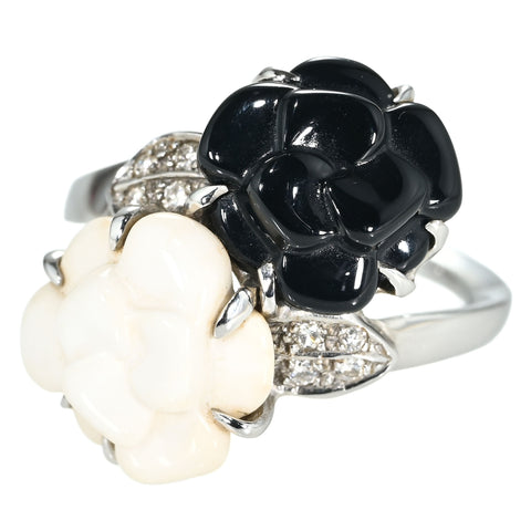 【中古】CHANELシャネル  K18WG ONIX/CHALCEDONY RING オニキス/カルセドニーリング 6.4g #11.5 ONE PRICE