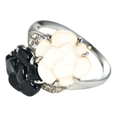 【中古】CHANELシャネル  K18WG ONIX/CHALCEDONY RING オニキス/カルセドニーリング 6.4g #11.5 ONE PRICE
