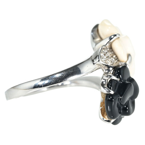 【中古】CHANELシャネル  K18WG ONIX/CHALCEDONY RING オニキス/カルセドニーリング 6.4g #11.5 ONE PRICE