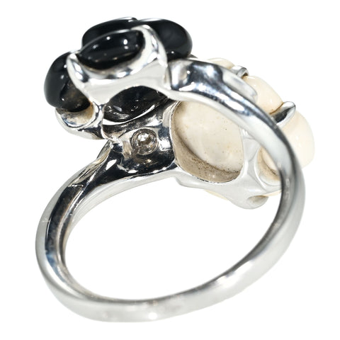 【中古】CHANELシャネル  K18WG ONIX/CHALCEDONY RING オニキス/カルセドニーリング 6.4g #11.5 ONE PRICE